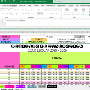 REGISTRO DE EVALUACIÓN DE ACTIVIDADES Y TAREAS TRIMESTRALES